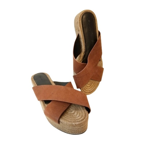 ALL SAINTS | Harlem Leather Platform Espadrille Sandals Size 39 - Picture 3 of 11
